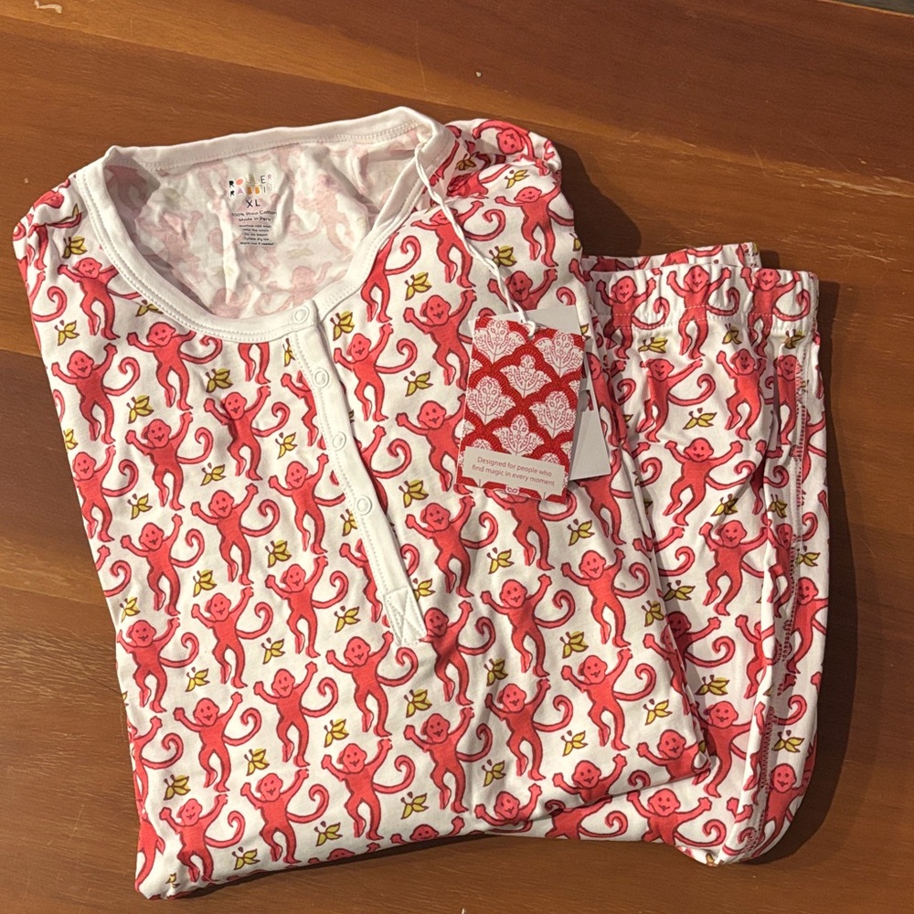 Roller Rabbit Pink Monkey Pajamas in Pink